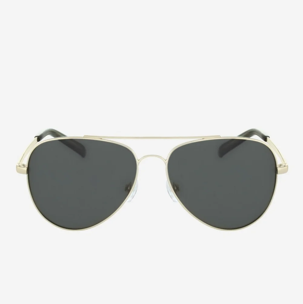 Cole Haan gold aviator sunglasses with dark lenses. Polarized.